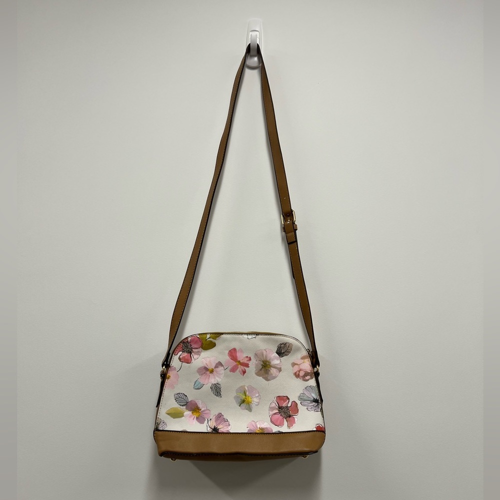 Adrienne Vittadini Watercolor Style Floral Print Crossbody Bag & Matching Wallet - Picture 2 of 5